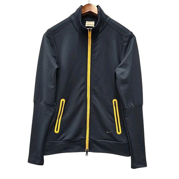 Nike Golf Womens Tour Performance Jacket Sz M Dri-Fit Full Zip Blue Yellow - Picture 1 of 8